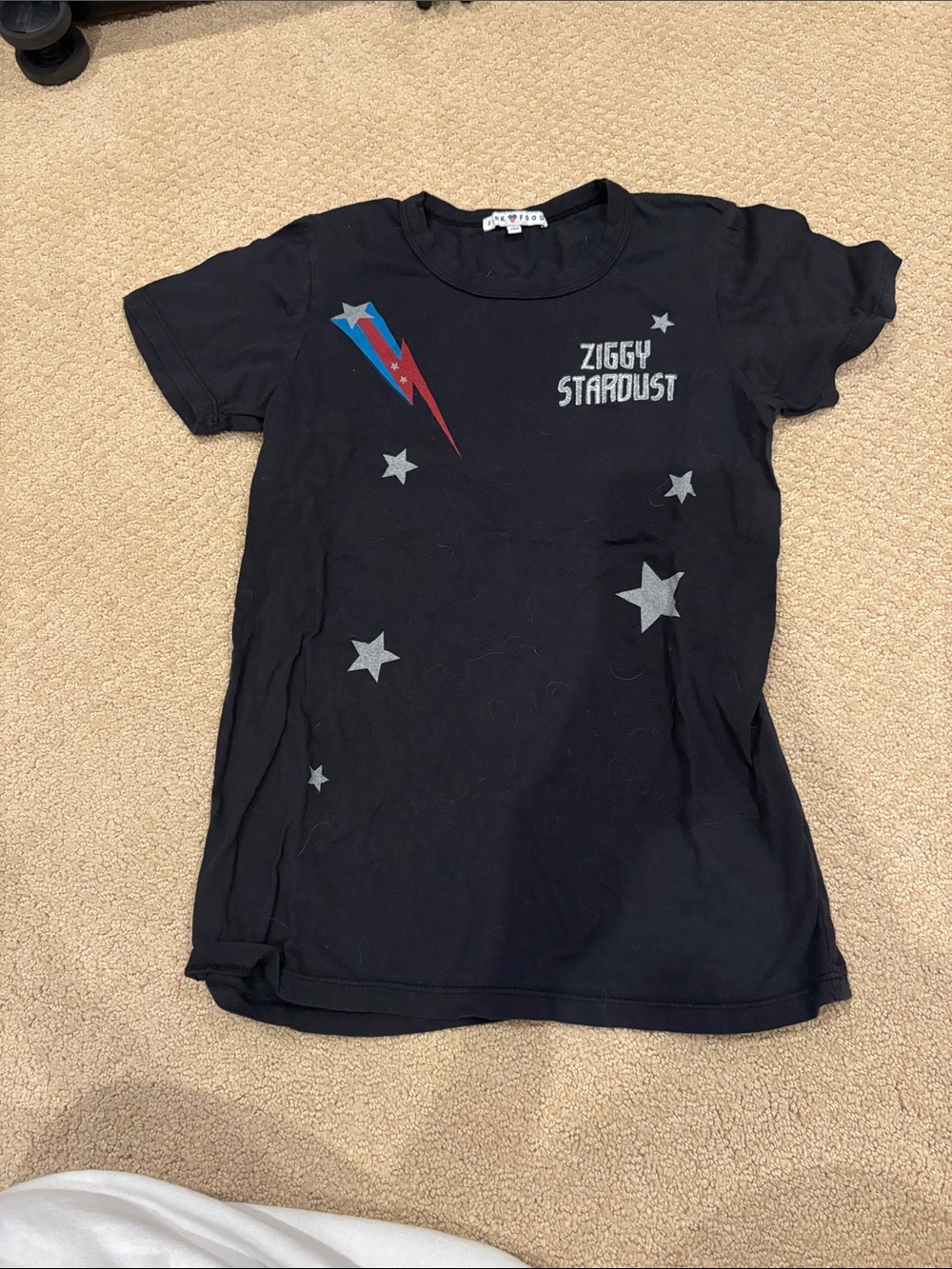 Junk food ziggy Stardust Graphic Tee - Black with Red & Blue Lightning